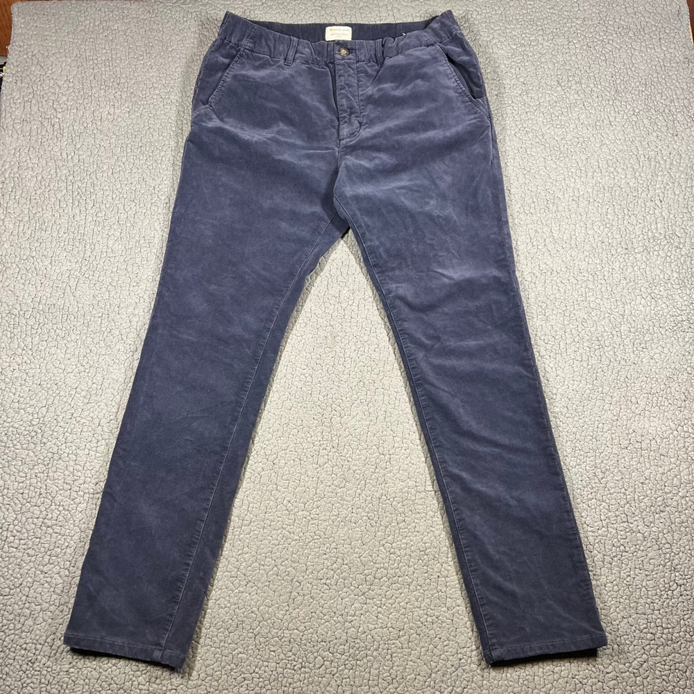 Marine Layer Saturday Chino Mens Large Blue Corduroy Elastic Waist Pants 18694